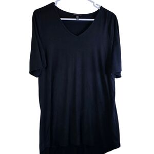 Eileen Fisher Black Tencel Stretch Jersey V-Neck Top Large